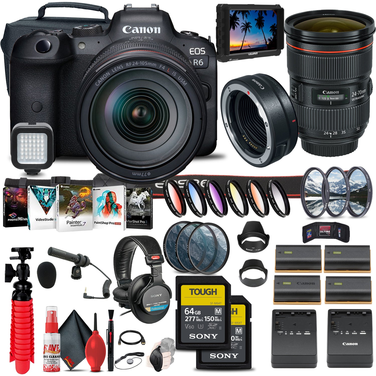 Canon EOS R6 with 24-105mm f/4L Lens Ultimate Travel Vlogger Bundle