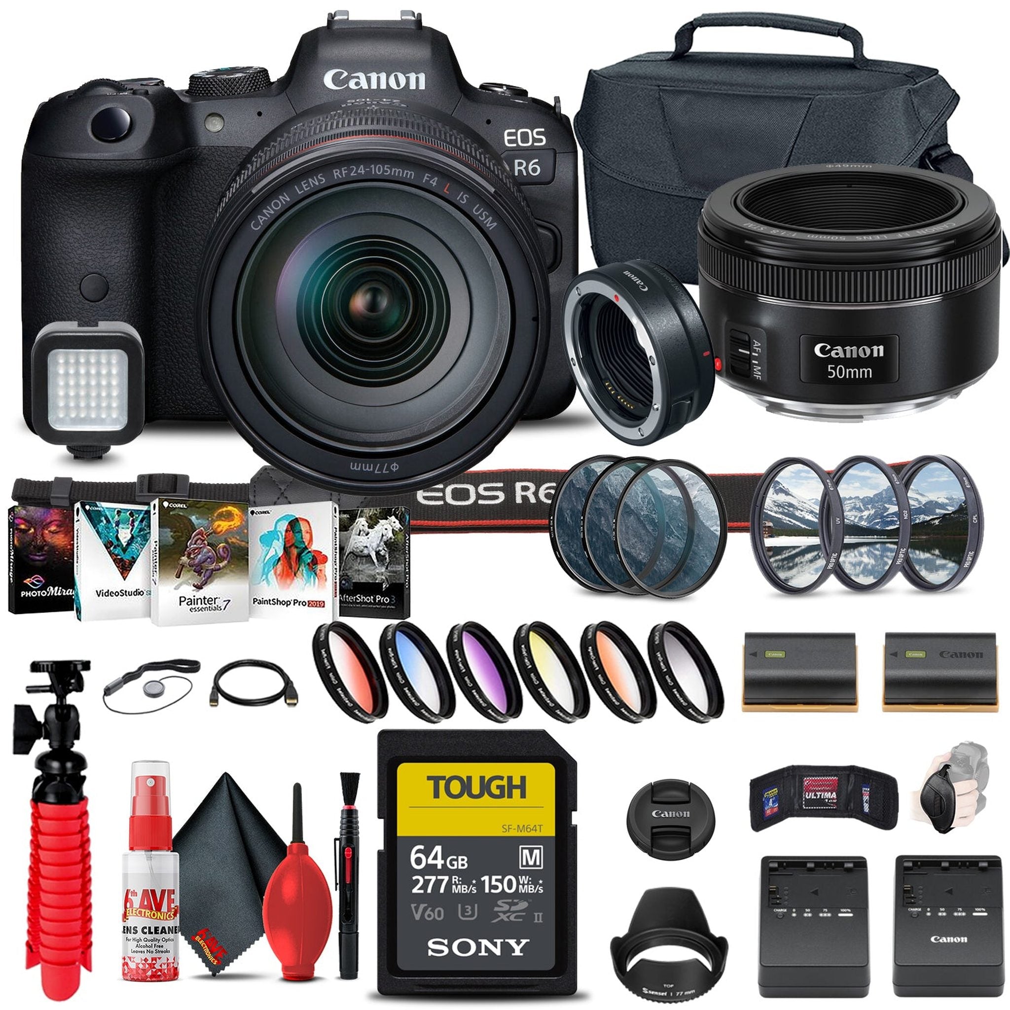 Canon EOS R6 Mirrorless Camera with 24-105mm f/4L Lens 4082C012 + More - Reconditioned Canon