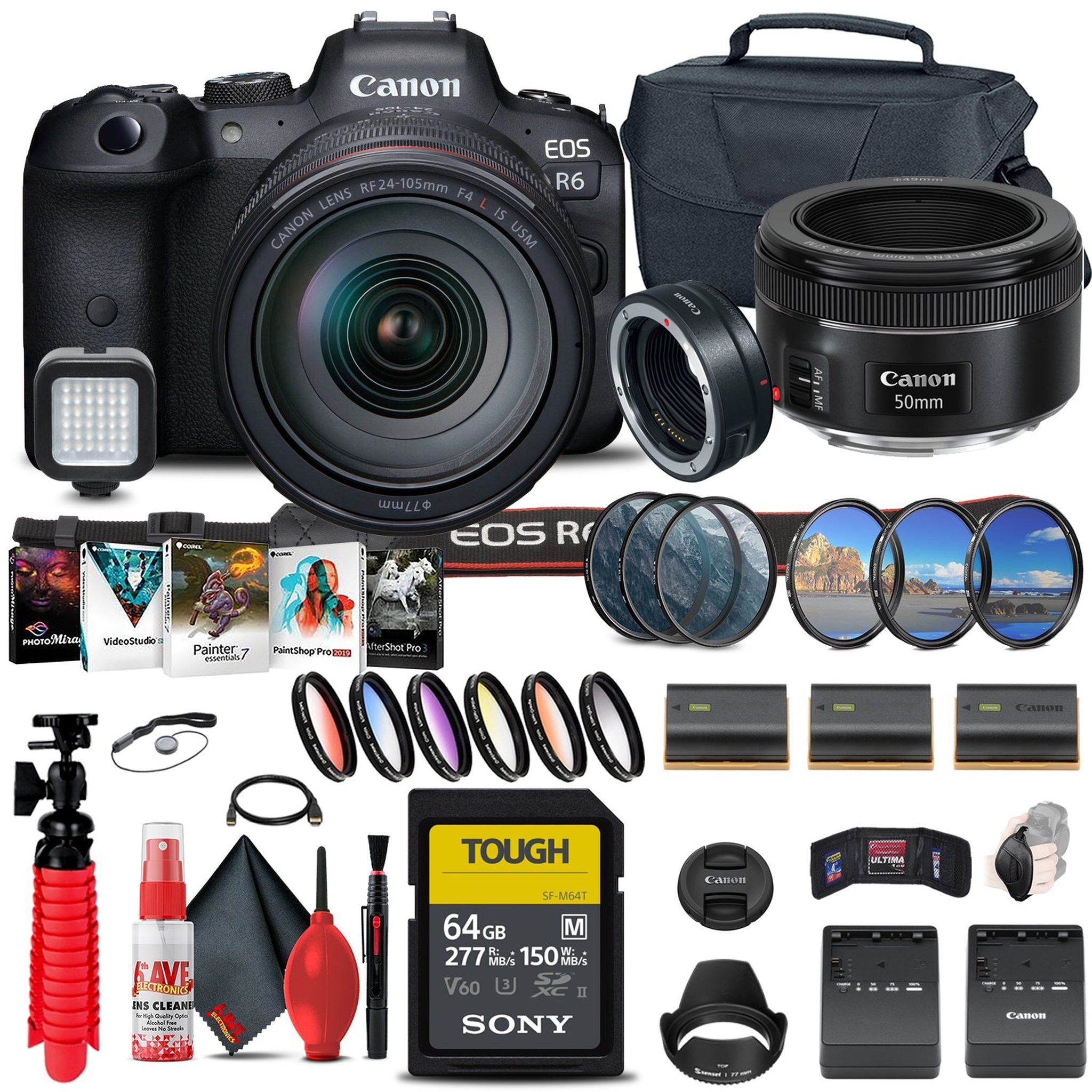 Canon EOS R6 Mirrorless Camera with 24-105mm f/4L Lens 4082C012 + More - Reconditioned Canon