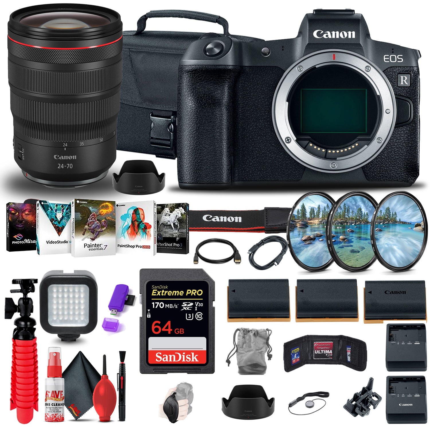 Canon EOS R Mirrorless Camera (3075C002) + Canon RF 24-70mm + More