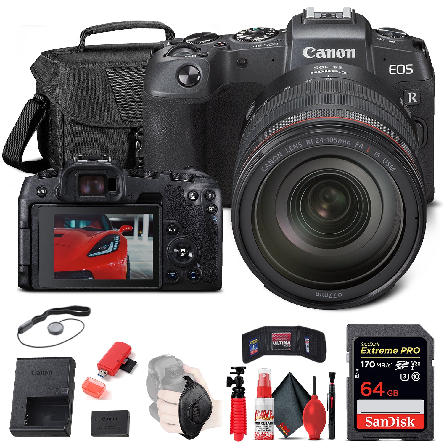 Canon EOS RP Mirrorless Camera with 24-105mm Lens (3380C012) + 64GB Base Bundle