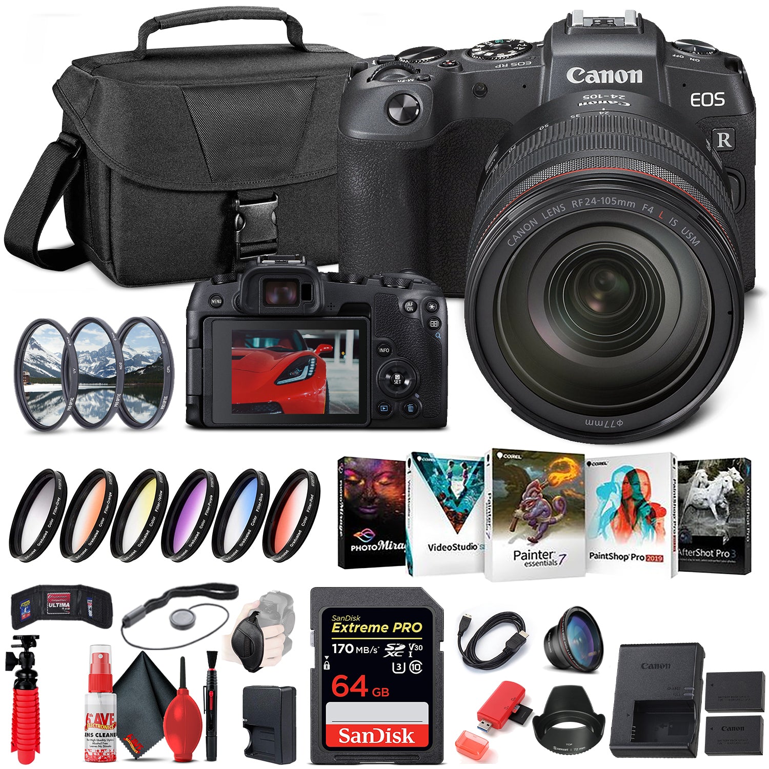 Canon EOS RP Mirrorless Camera with 24-105mm Lens (3380C012) + 64GB Starter Bundle