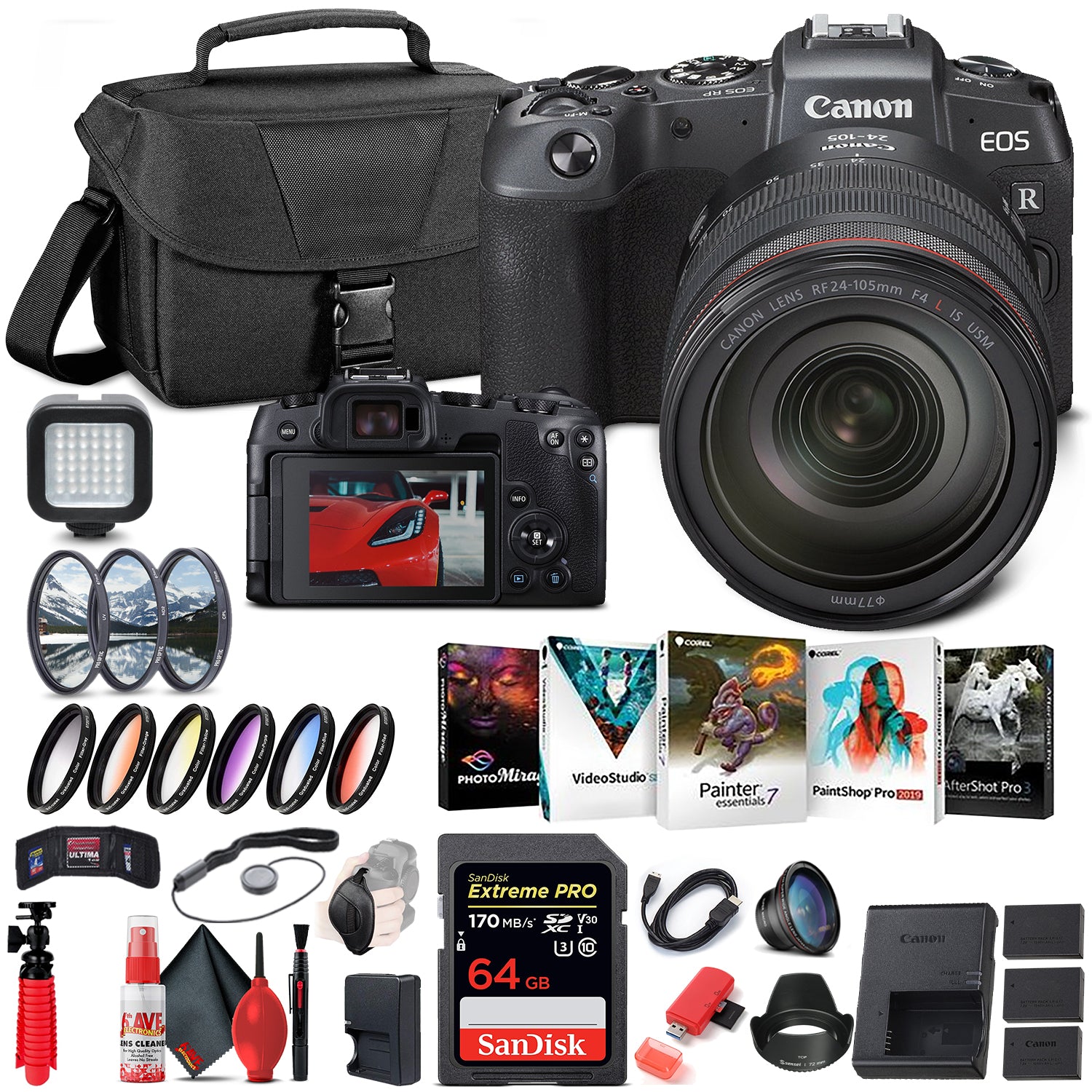 Canon EOS RP Mirrorless Camera with 24-105mm Lens (3380C012) + 64GB Pro Bundle