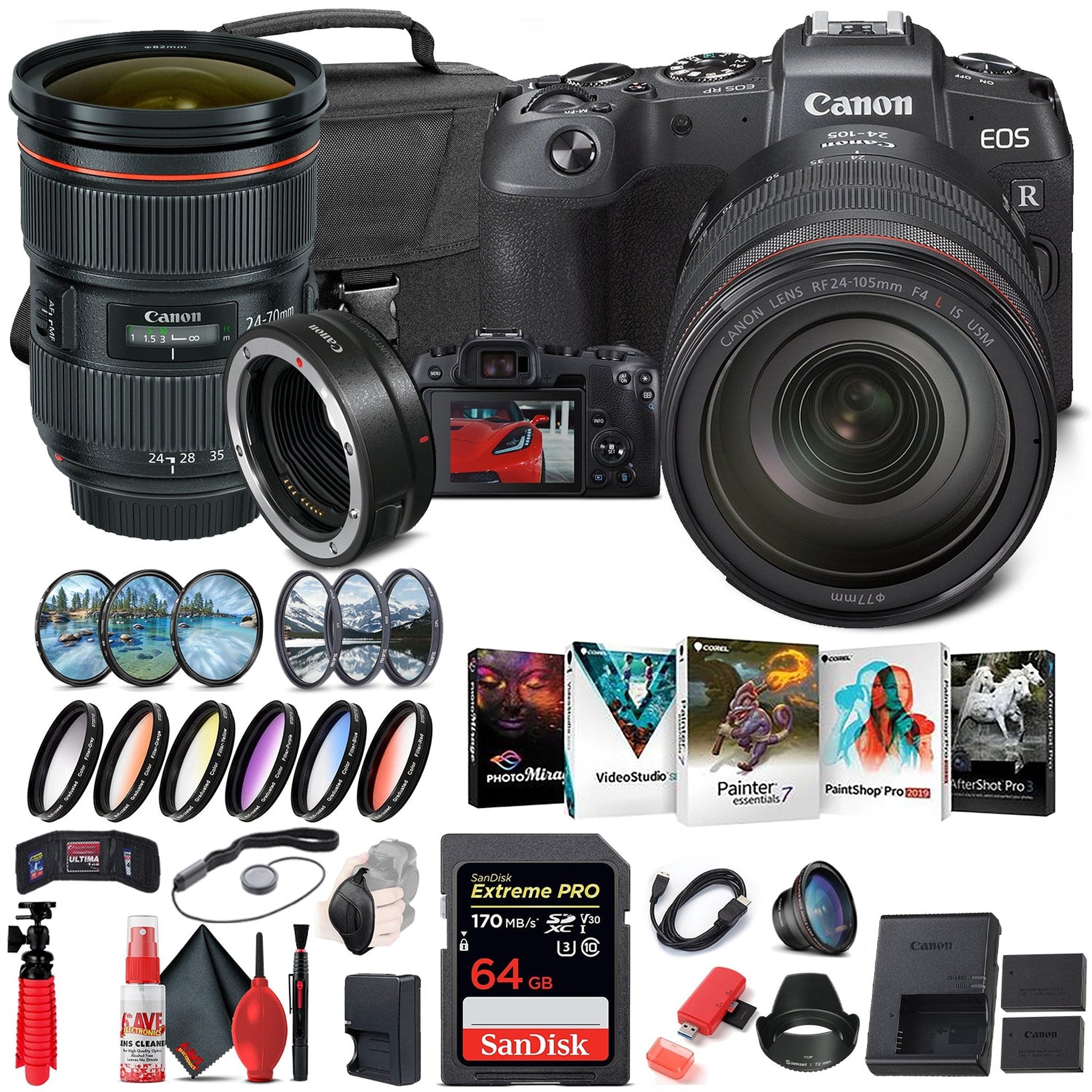 Canon EOS RP Mirrorless Camera with 24-105mm Lens 3380C012 + Canon EF + More - Reconditioned Canon