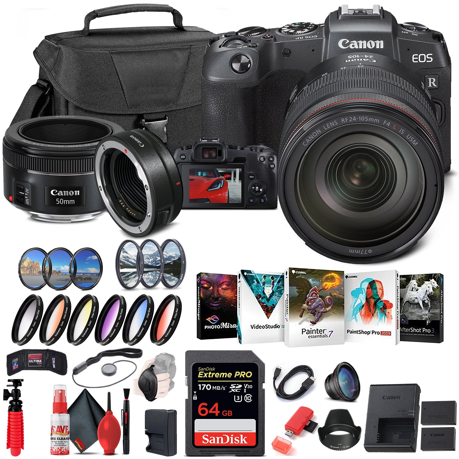 Canon EOS RP Mirrorless Camera with 24-105mm Lens (3380C012) + Canon EF Storage Bundle