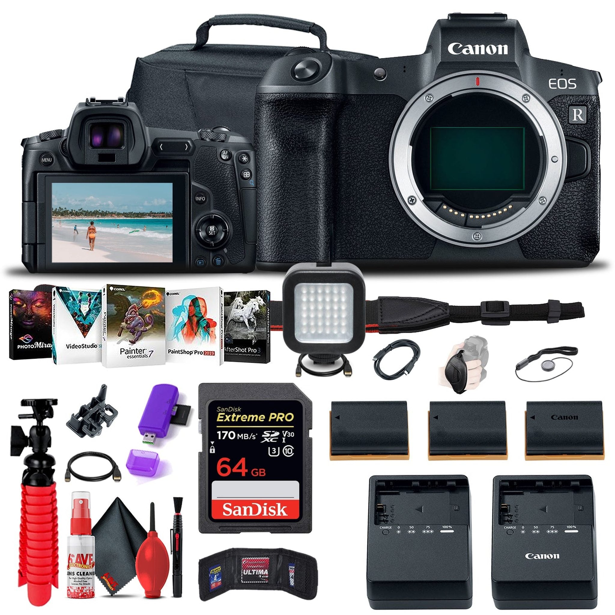 Canon EOS R Mirrorless Digital Camera (3075C002) + 64GB Memory Card + More