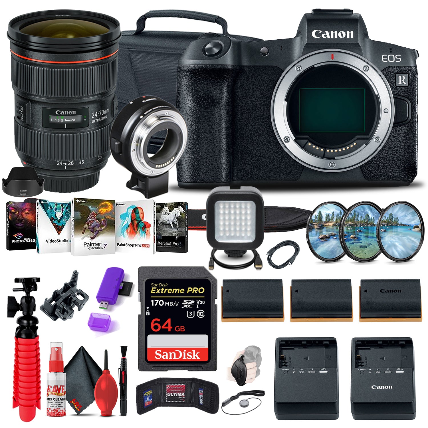 Canon EOS R Mirrorless Digital Camera (3075C002) + Canon EF 24-70mm Graphic Bundle