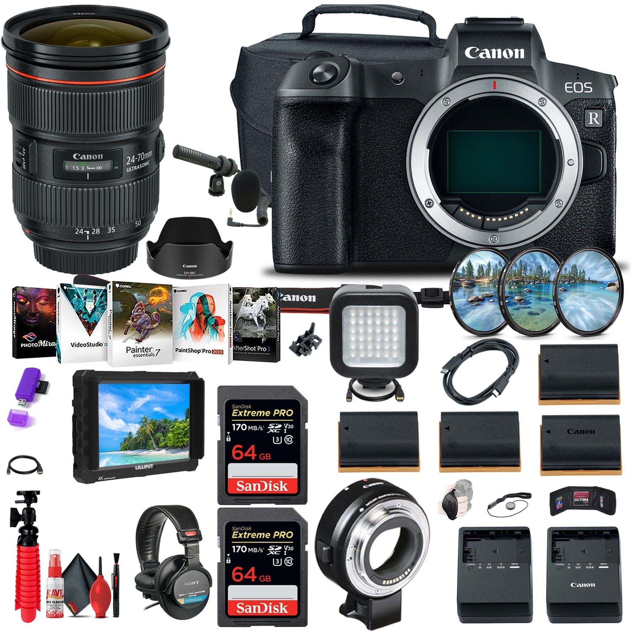 Canon EOS R Mirrorless Digital Camera 3075C002 + 4K Monitor + More - Reconditioned Canon