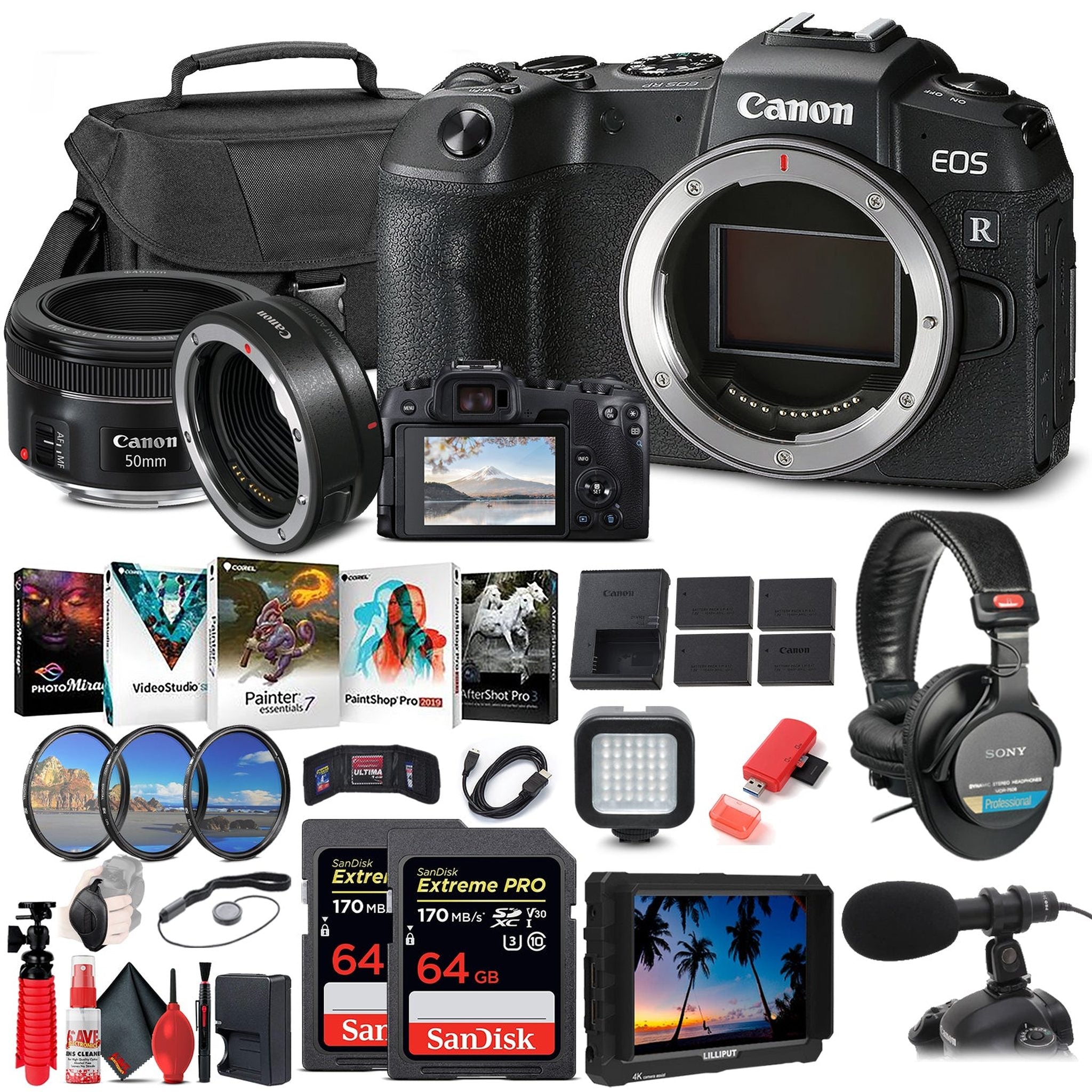 Canon EOS RP Mirrorless Digital Camera 3380C002 + 4K Monitor + More - Reconditioned Canon