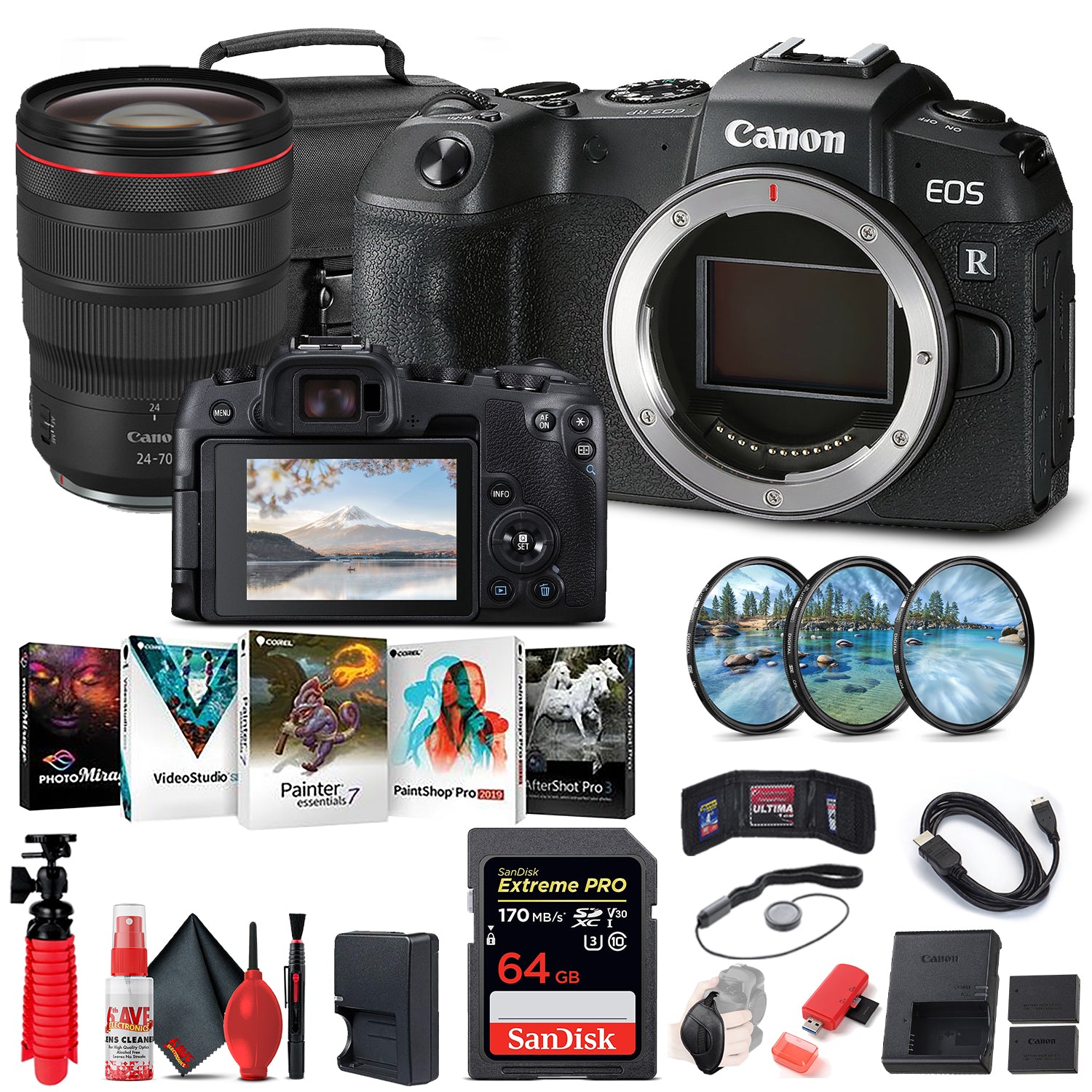 Canon EOS RP Mirrorless Digital Camera (3380C002) + Canon RF 24-70mm + More