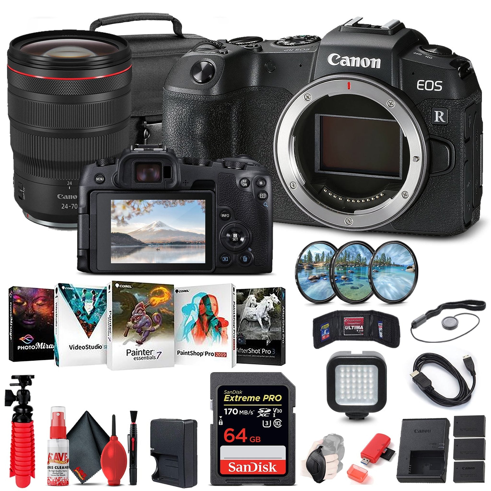 Canon EOS RP Mirrorless Digital Camera 3380C002 + Canon RF 24-70mm + More - Reconditioned Canon