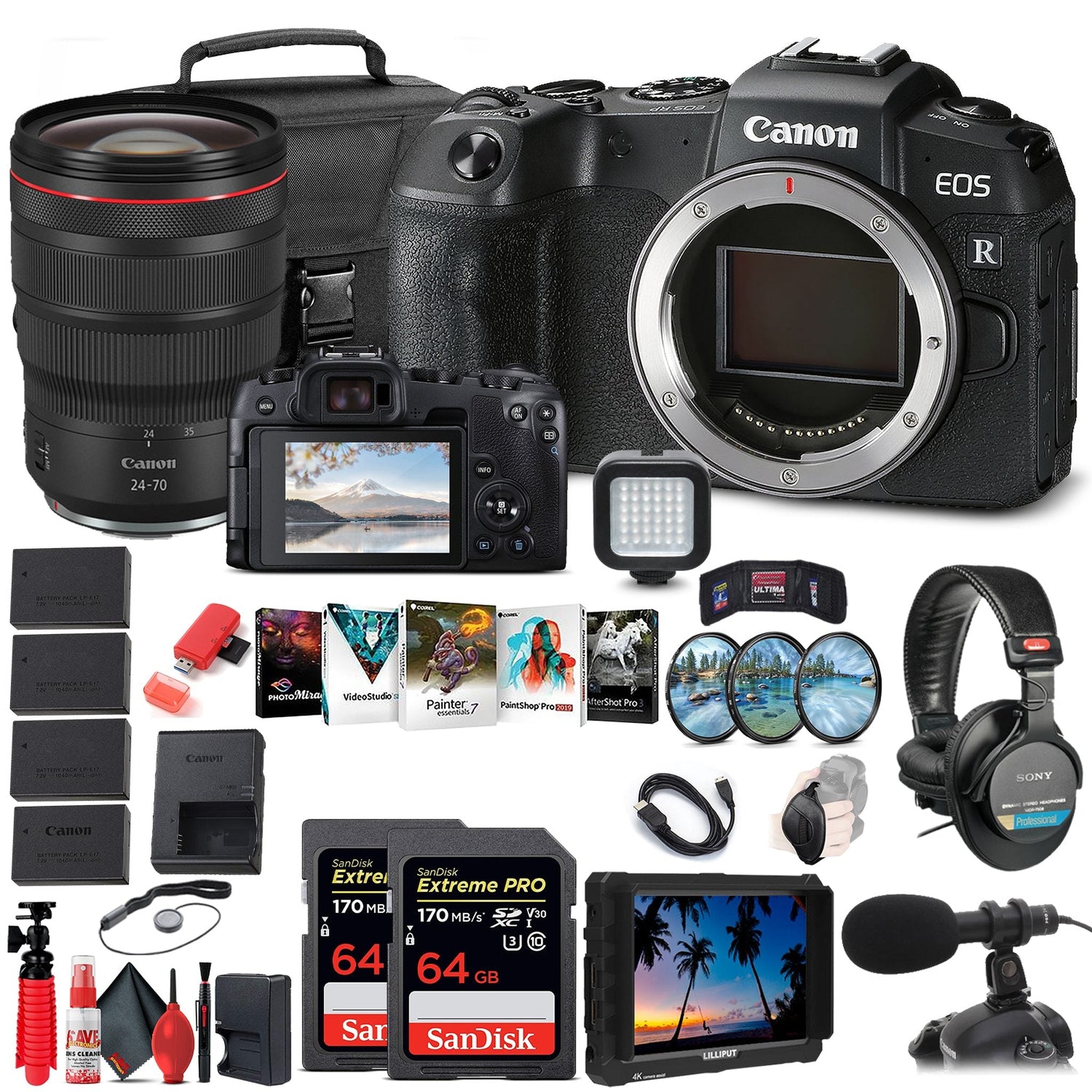 Canon EOS RP Mirrorless Digital Camera 3380C002 + Canon RF 24-70mm + More - Reconditioned Canon