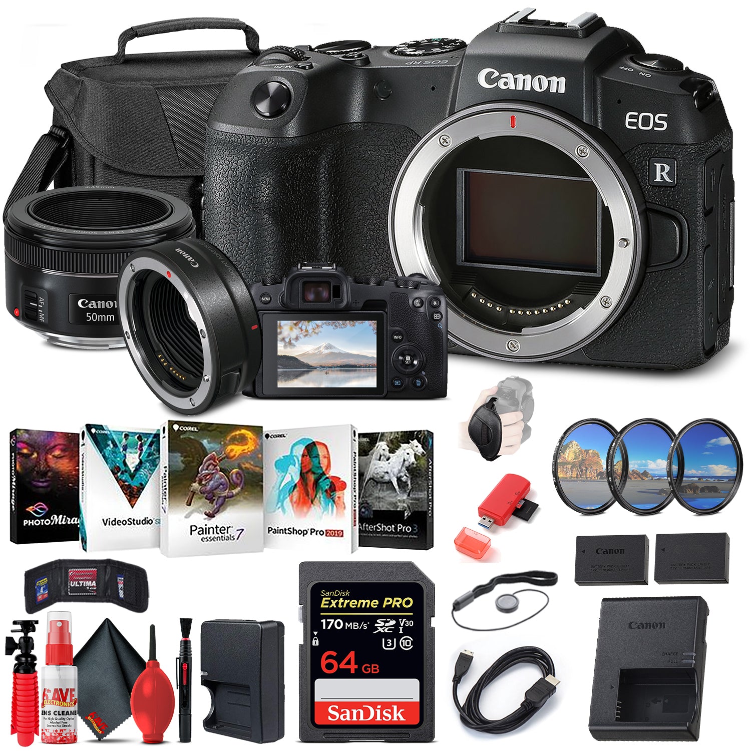 Canon EOS RP Mirrorless Digital Camera (3380C002) + EF 50mm Filter Set Bundle