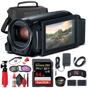 Canon VIXIA HF R800 Camcorder Black 1960C002 + 64GB Card + Case + More