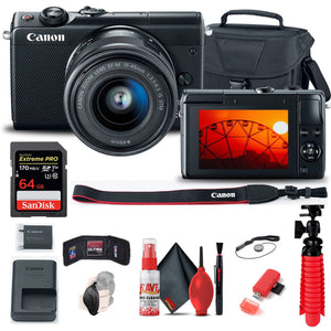 Canon EOS M100 Mirrorless Digital Camera with 15-45mm Lens 2209C011 + More