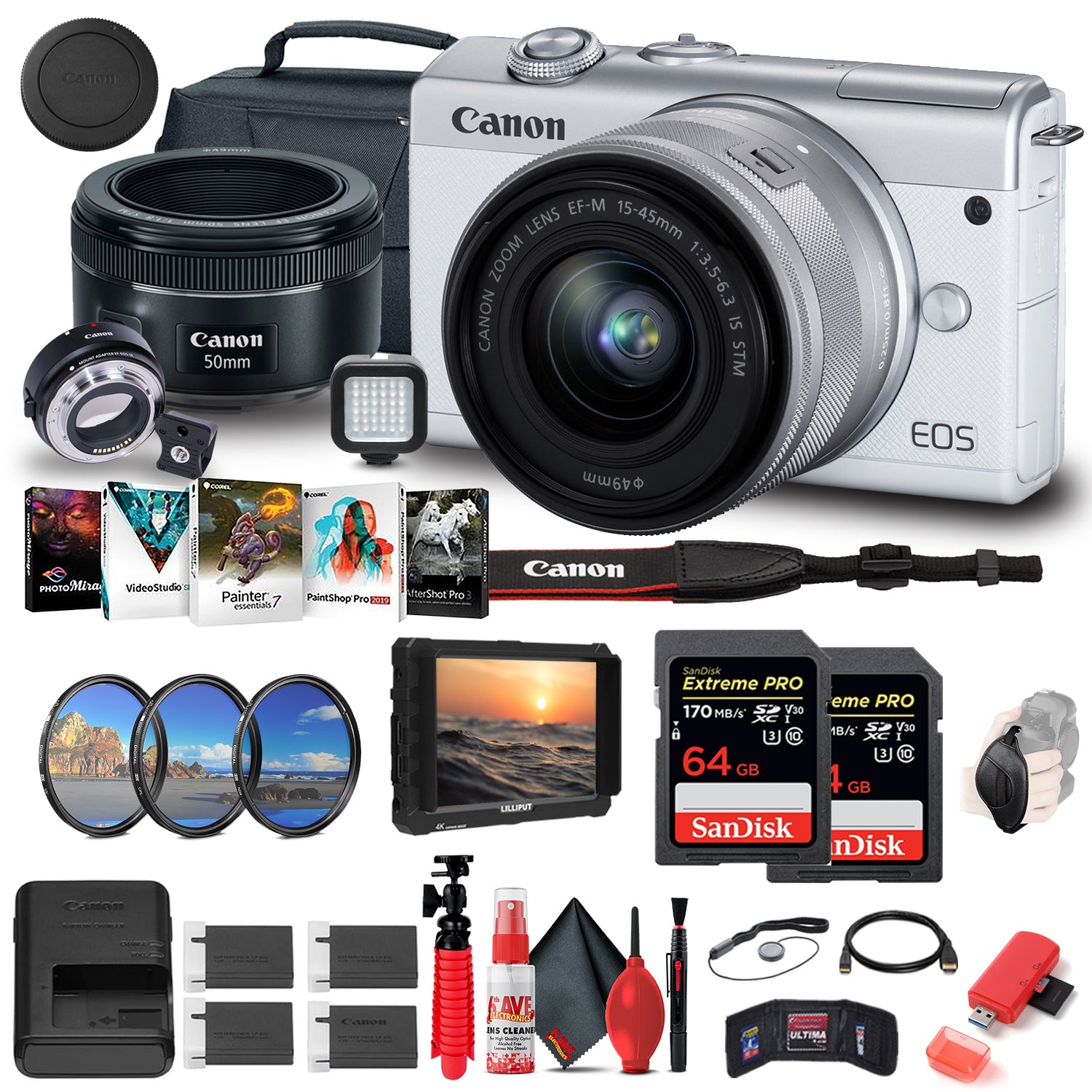 Canon EOS M200 Mirrorless Digital Camera with 15-45mm Lens (3700C009) Ultimate Bundle