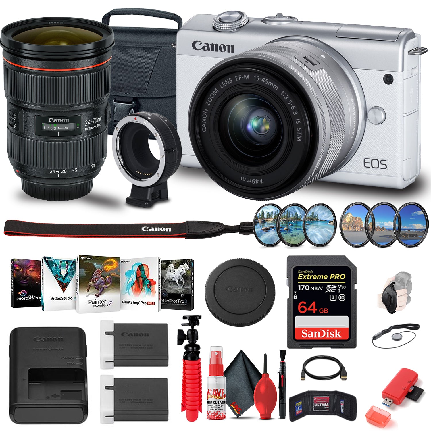 Canon EOS M200 Mirrorless Digital Camera with 15-45mm Lens (3700C009) Graphic Bundle