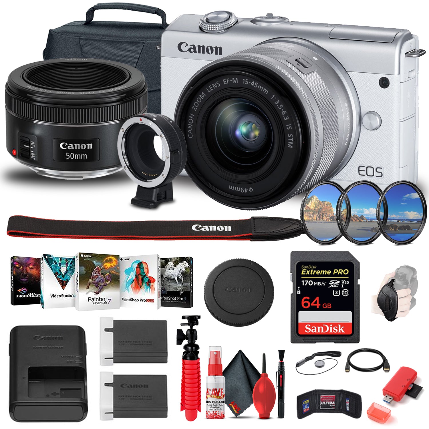 Canon EOS M200 Mirrorless Digital Camera with 15-45mm Lens (3700C009) Advanced Bundle
