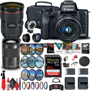 Canon EOS M50 Mirrorless Digital Camera with 15-45mm and 55-200mm Lenses Extreme Filter Set Bundle