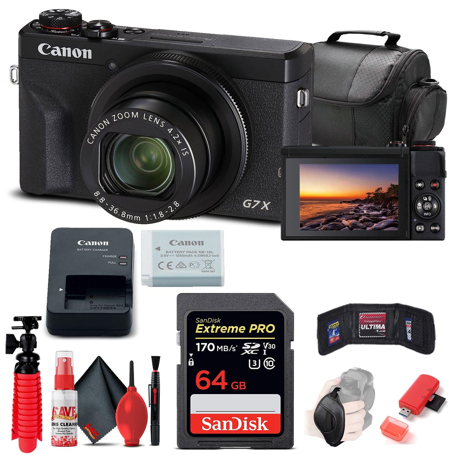 Canon PowerShot G7 X Mark III Digital Camera (3637C001) + 64GB Card Base Bundle