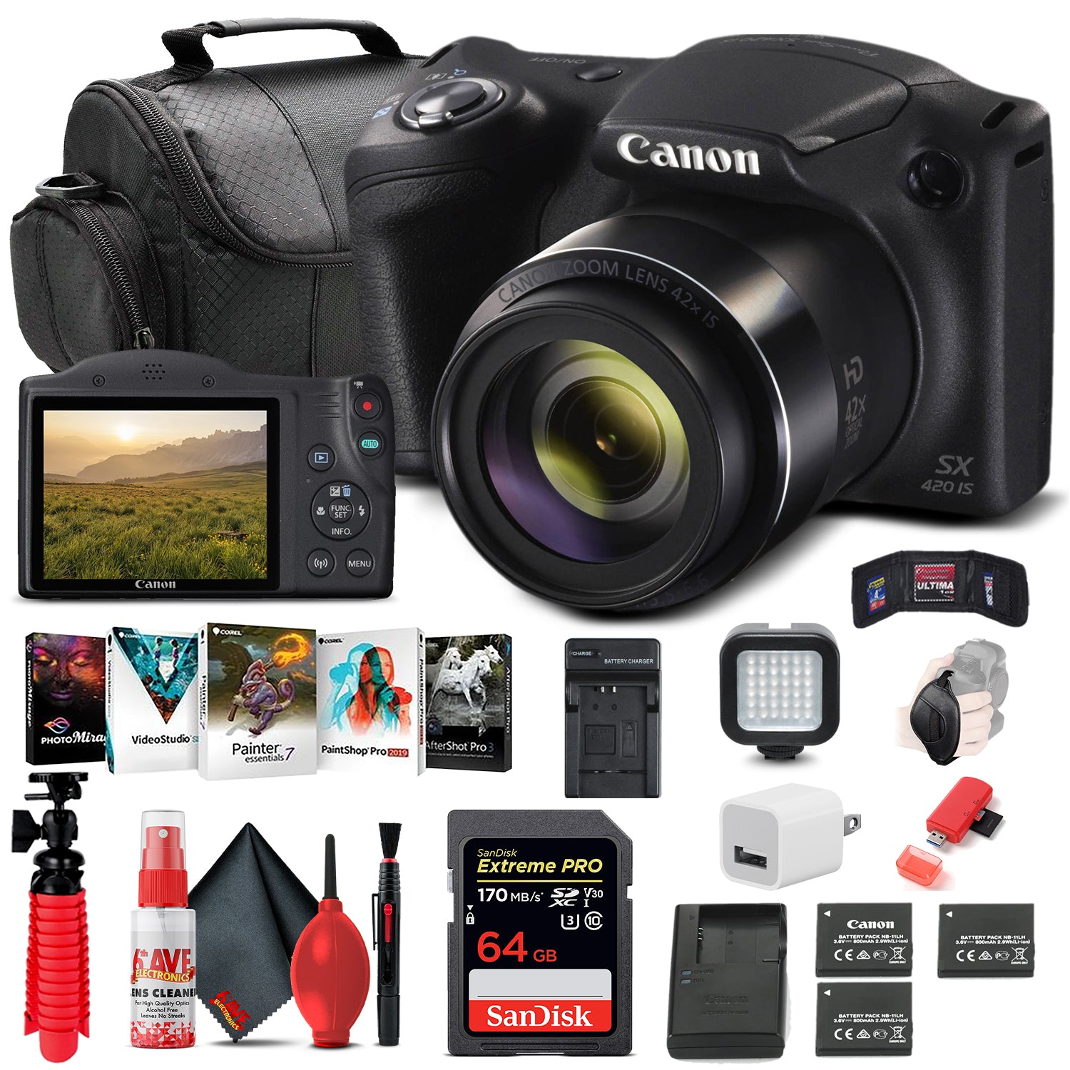 Canon PowerShot SX420 IS Digital Camera (1068C001) + 64GB Card Pro Bundle