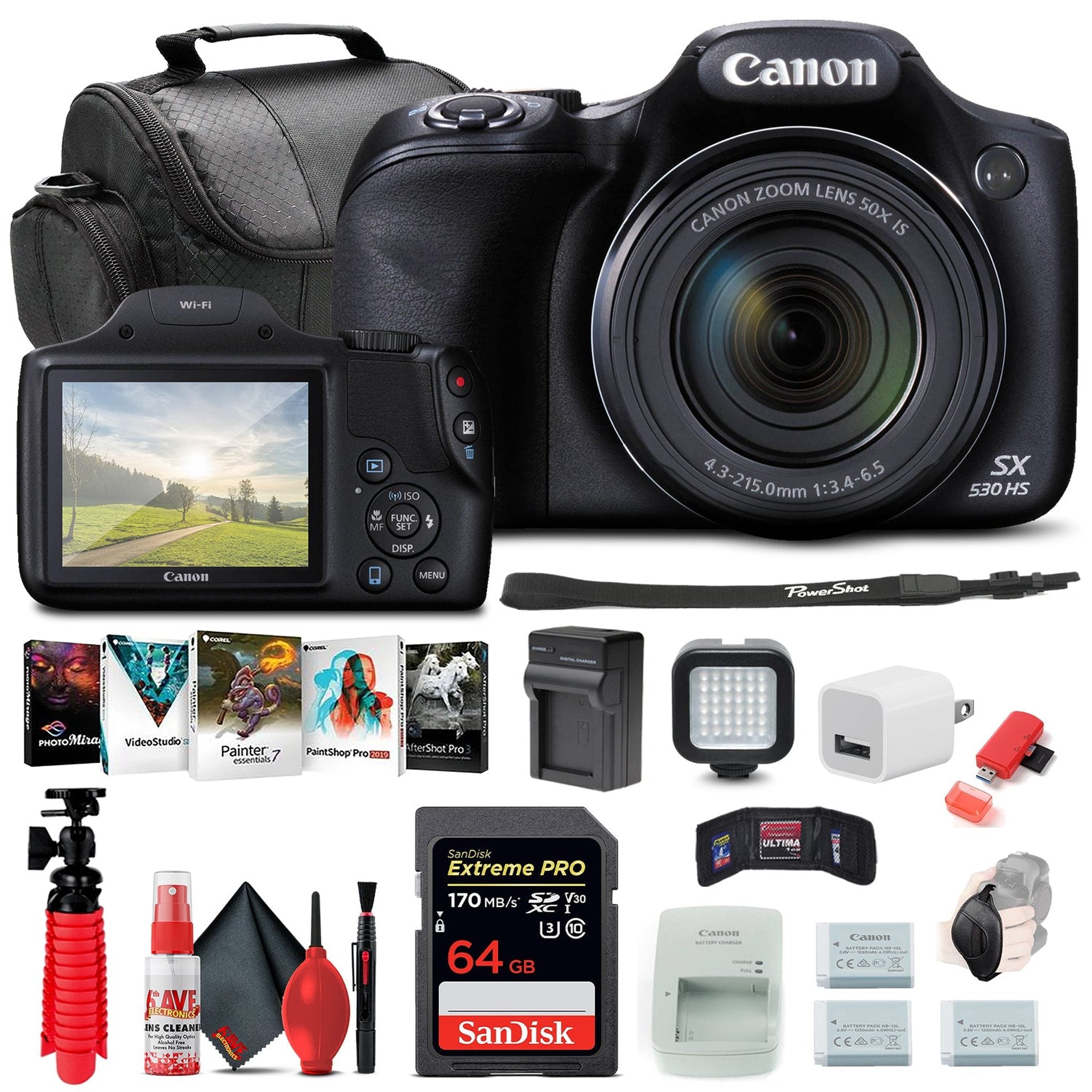 Canon PowerShot SX530 HS Digital Camera 9779B001 + 64GB Card + More International Model