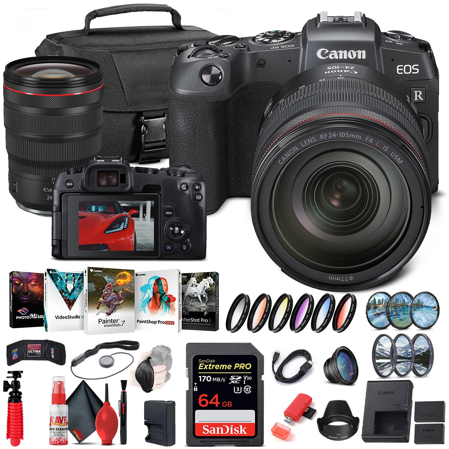 Canon EOS RP Mirrorless Digital Camera with 24-105mm Lens (3380C012) + Canon RF Ultimate Bundle