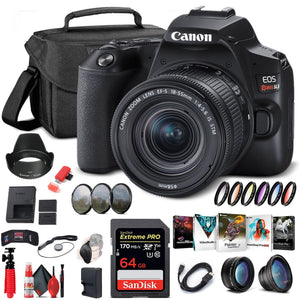 Canon EOS Rebel SL3 DSLR Camera W/ 18-55mm Lens Black 3453C002 + 64GB + More - Reconditioned Canon