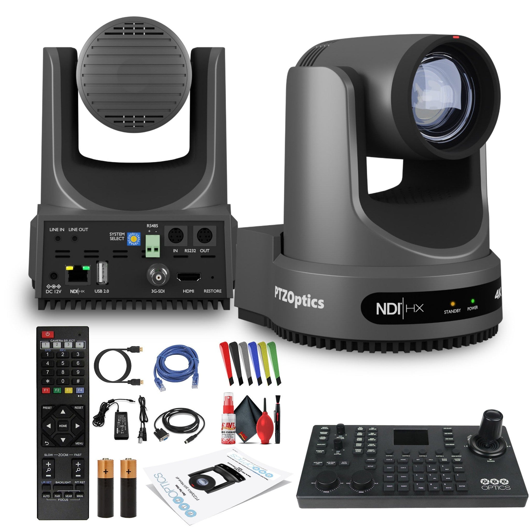 PTZOptics Move 4K PTZ Camera with 20x Zoom Gray PT20X-4K-GY-G3 + SuperJoy PTZ Controller PTZOptics