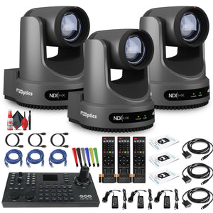 3 x PTZOptics Move 4K PTZ Camera with 20x Zoom Gray PT20X-4K-GY-G3 + SuperJoy PTZ Controller PTZOptics