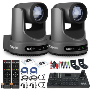 2 x PTZOptics Move 4K PTZ Camera with 20x Zoom Gray PT20X-4K-GY-G3 + SuperJoy PTZ Controller + 2 x Wall Mount PTZOptics