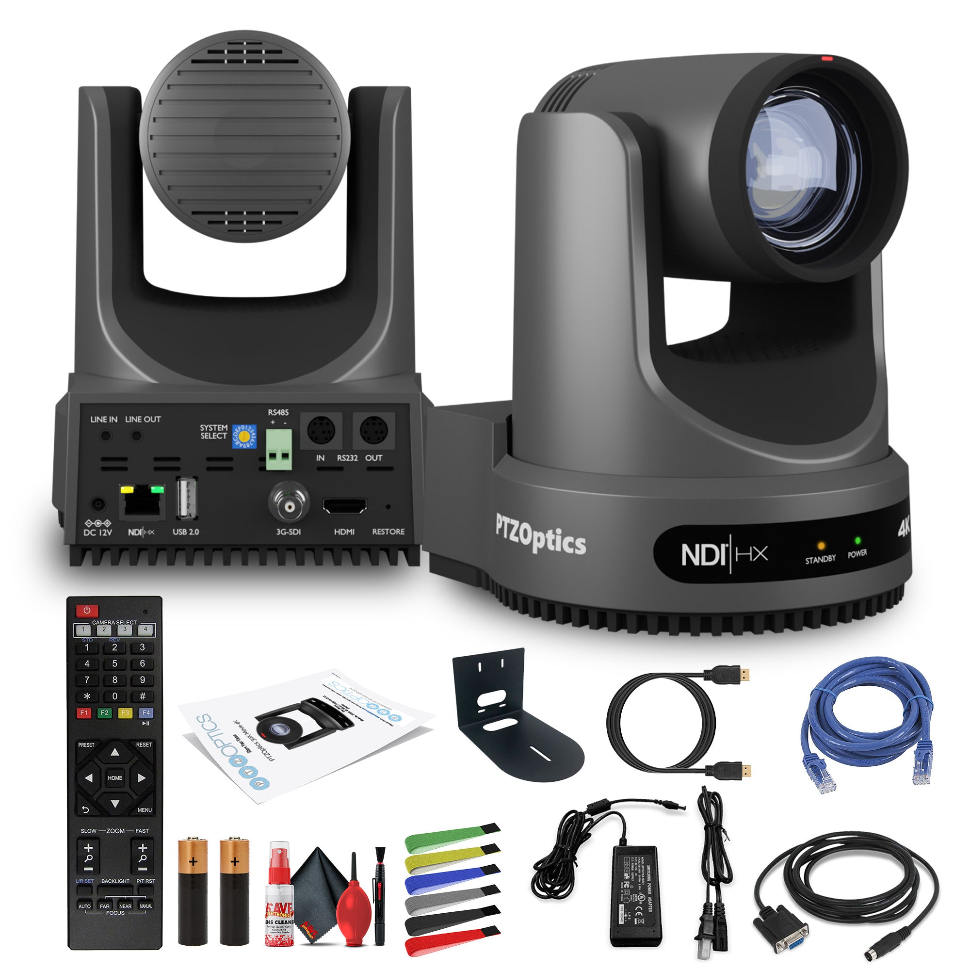 PTZOptics Move 4K PTZ Camera with 20x Zoom (Gray) (PT20X-4K-GY-G3) + Wall Mount