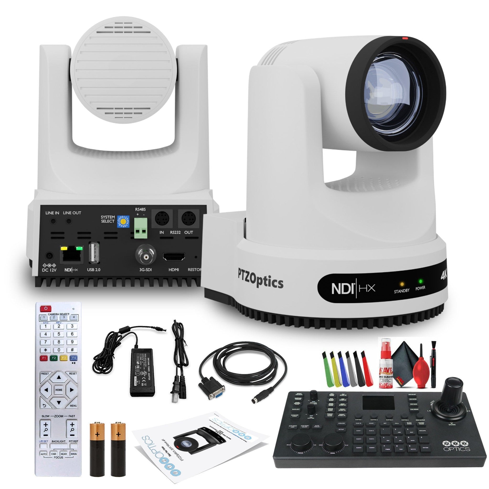 PTZOptics Move 4K PTZ Camera with 20x Zoom White PT20X-4K-WH-G3 + SuperJoy PTZ Controller