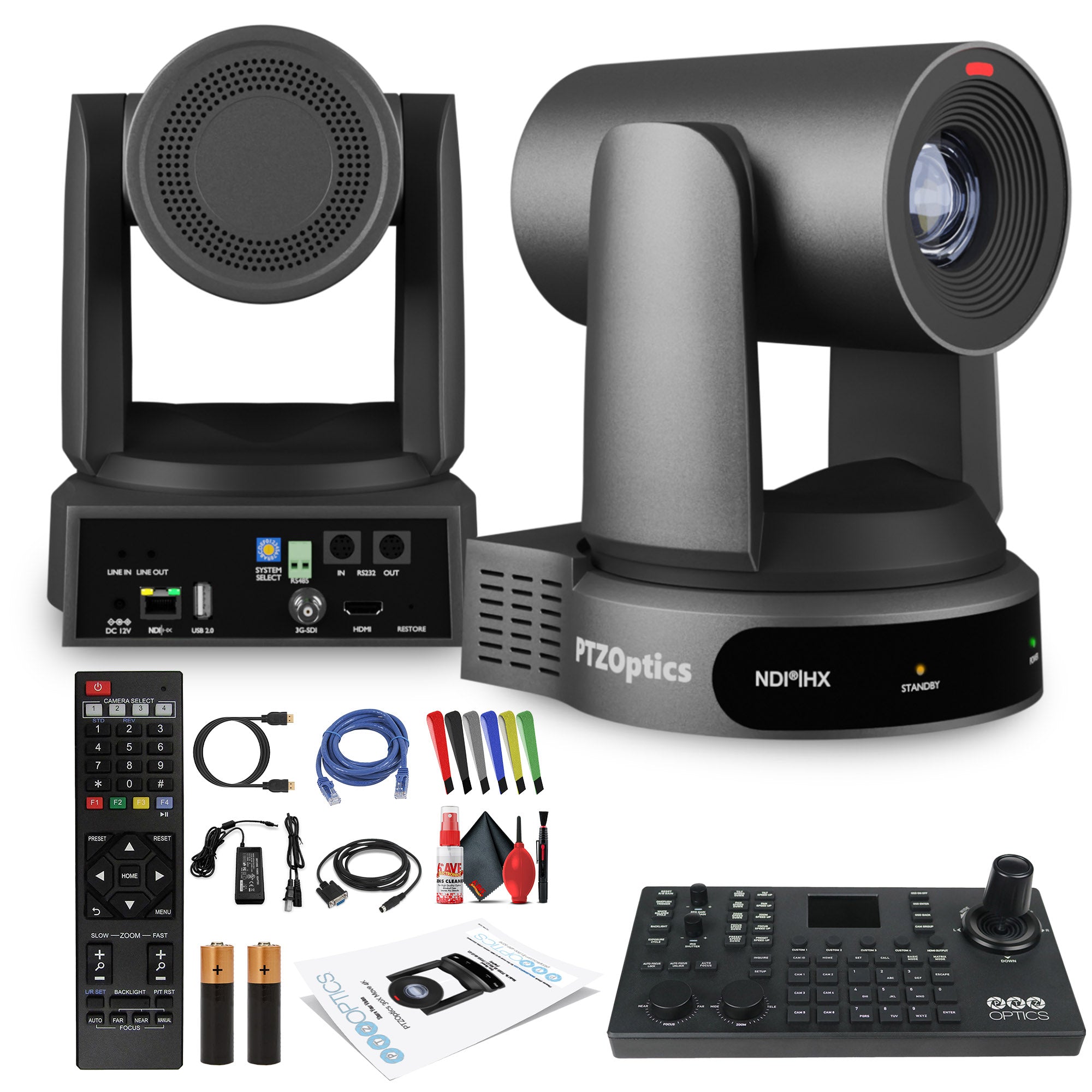 PTZOptics Move 4K PTZ Camera with 30x Zoom (Gray) (PT30X-4K-GY-G3) + SuperJoy PTZ Controller