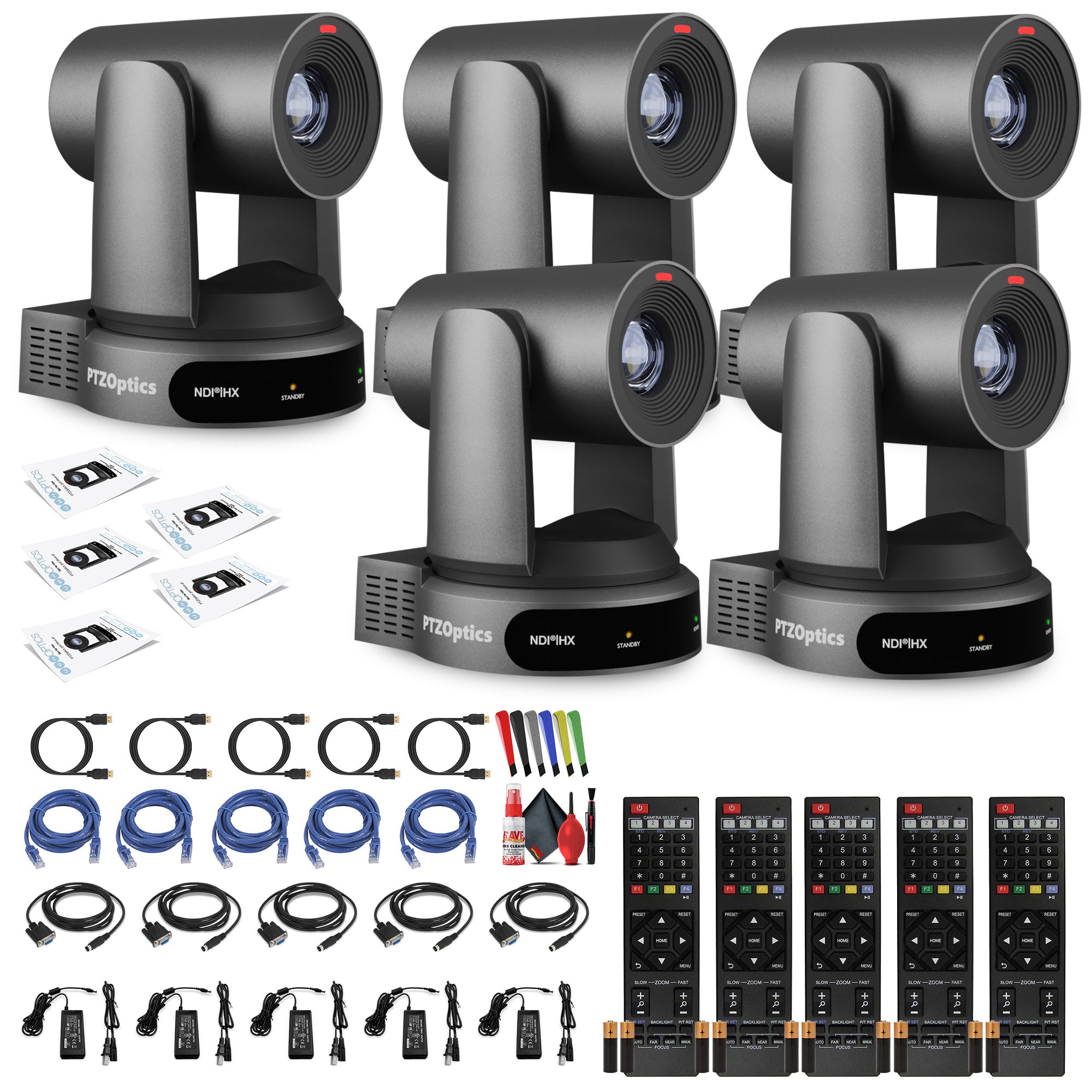 5 x PTZOptics Move 4K PTZ Camera with 30x Zoom Gray PT30X-4K-GY-G3