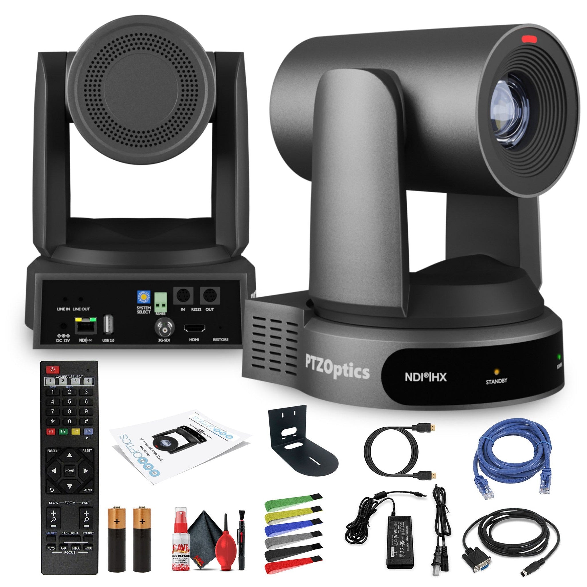 PTZOptics Move 4K PTZ Camera with 30x Zoom Gray PT30X-4K-GY-G3 + Wall Mount PTZOptics