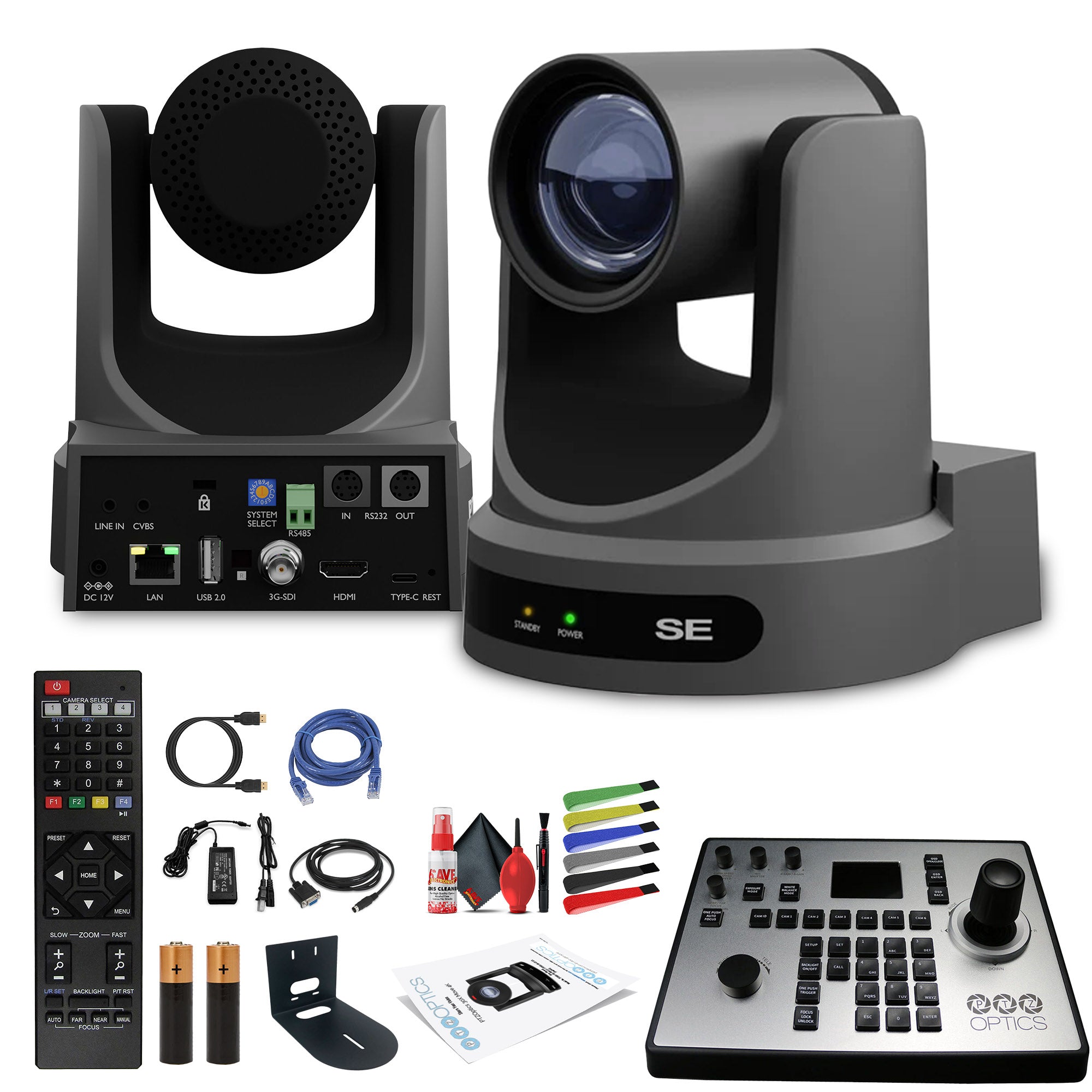 PTZOptics Move SE PTZ Camera with 30x Optical Zoom PT30X-SE-GY-G3 + PT-JOY-G4 Controller + Wall Mount