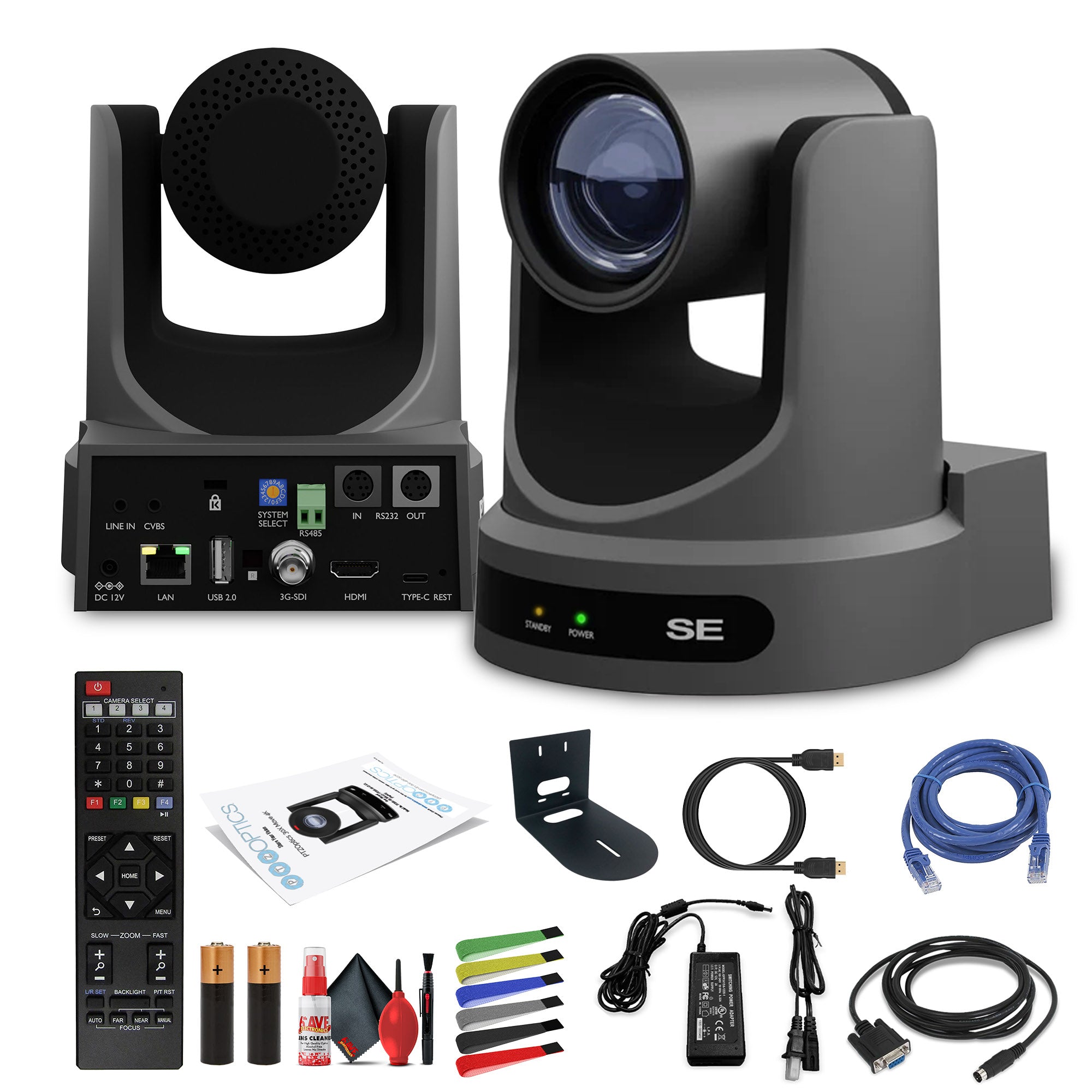 PTZOptics Move SE PTZ Camera with 30x Optical Zoom Gray PT30X-SE-GY-G3 + Wall Mount