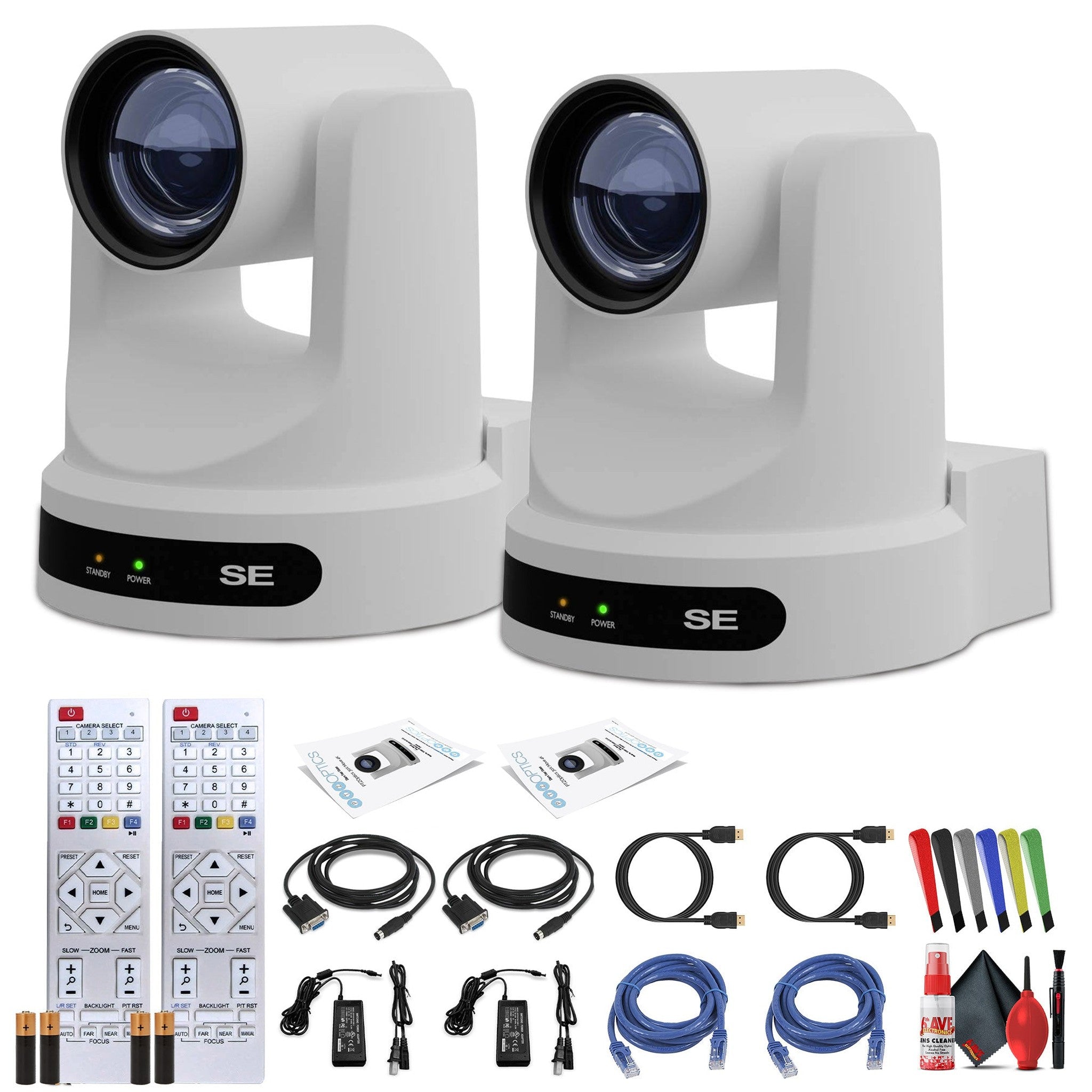 2 x PTZOptics Move SE PTZ Camera with 30x Optical Zoom White PT30X-SE-WH-G3 PTZOptics