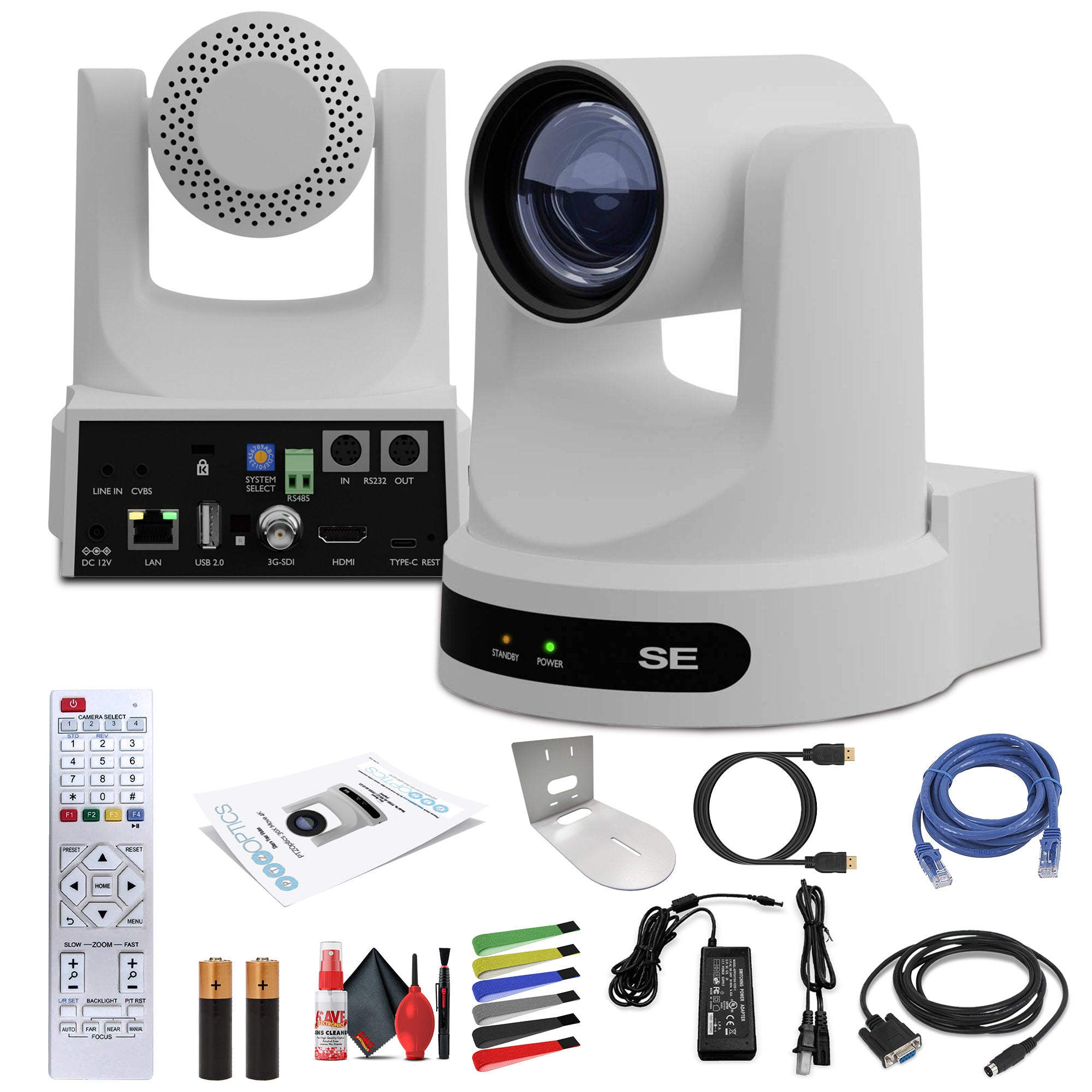 PTZOptics Move SE PTZ Camera with 30x Optical Zoom White PT30X-SE-WH-G3 + Wall Mount White