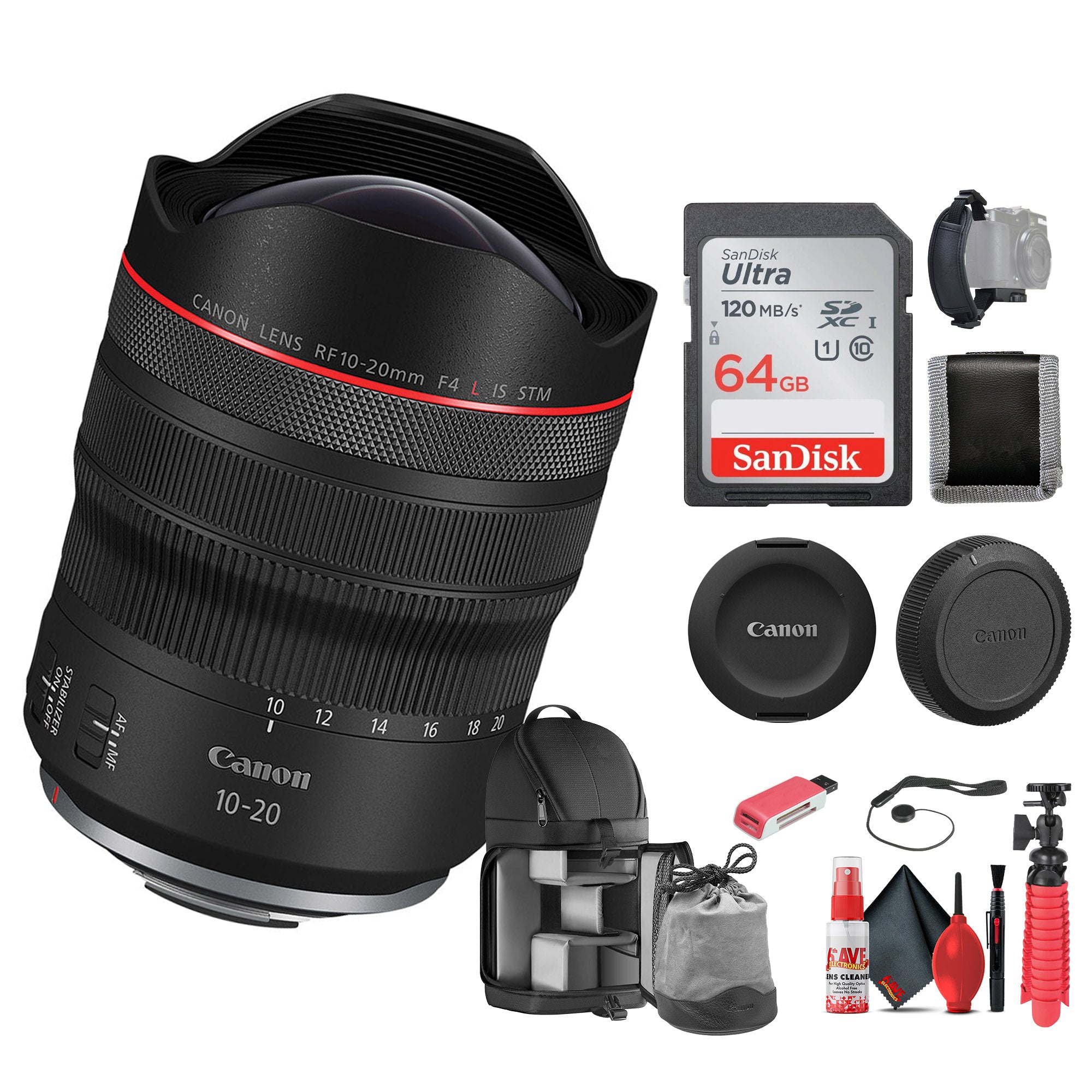 Canon RF 10-20mm f/4 L IS STM Lens, Ultra-Wide-Angle Lens, Bundle