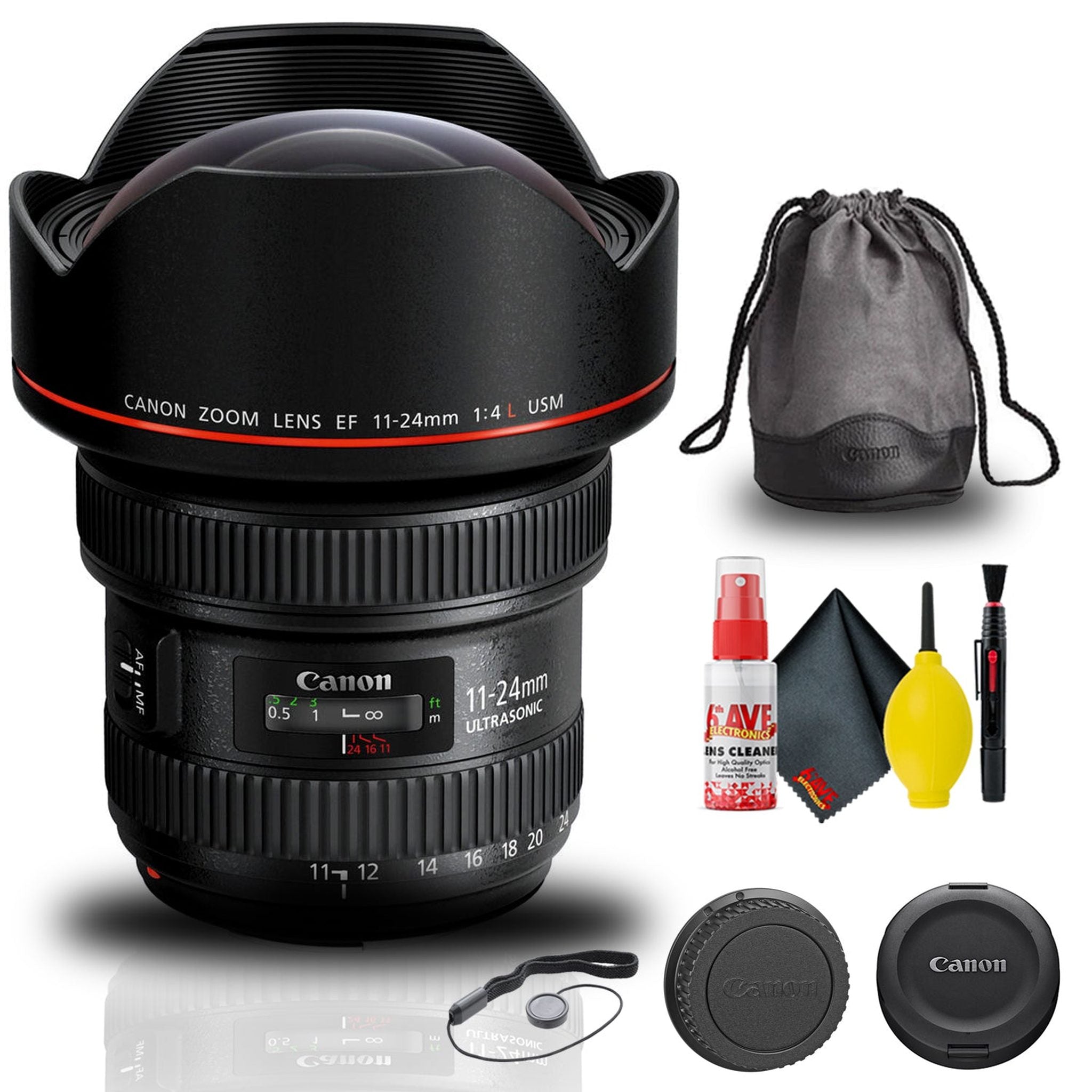 Canon EF 11-24mm f/4L USM Lens 9520B002 + Cap Keeper + Cleaning Kit Base Bundle