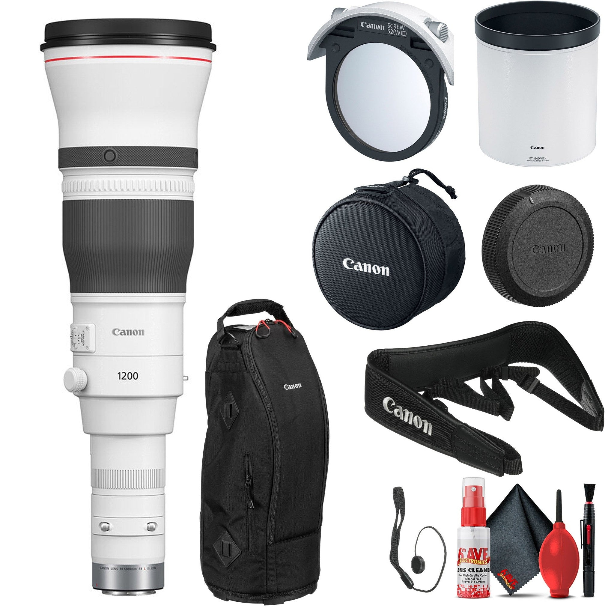 Canon RF 1200mm f/8 L IS USM Lens 5056C002 + Cap Keeper + Cleaning Kit - Bundle - Canon