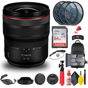 Canon RF 14-35mm f/4L IS USM Lens 4857C002 + Filter + BackPack + 64GB + More Canon