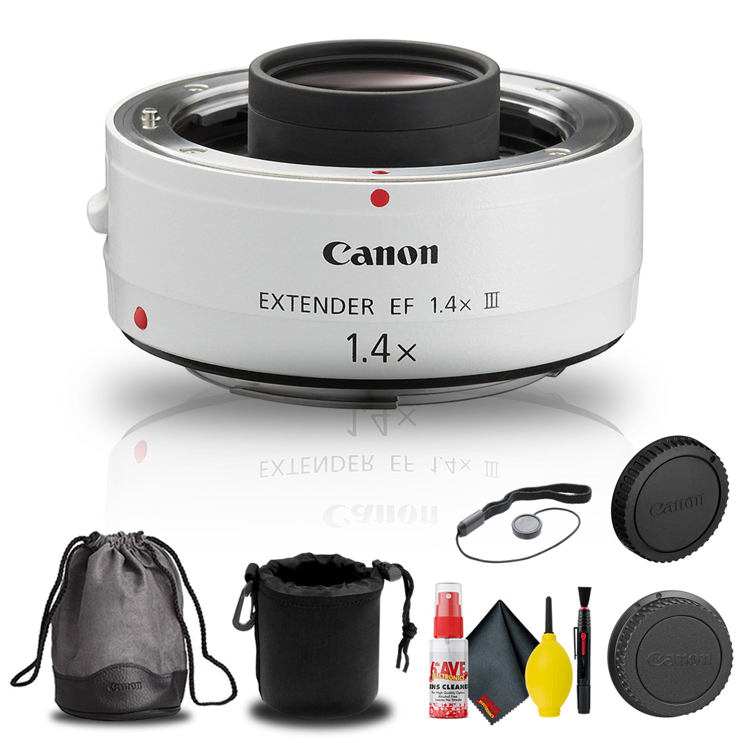 Canon Extender EF 1.4X III (4409B002) + Lens Pouch + Cap Keeper Base Bundle