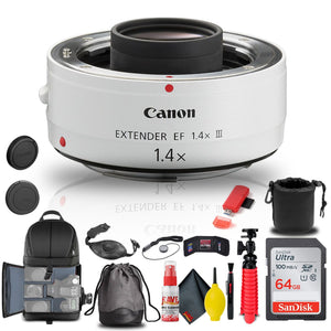 Canon Extender EF 1.4X III 4409B002 + BackPack + 64GB Card + Lens Pouch + More - Reconditioned Canon