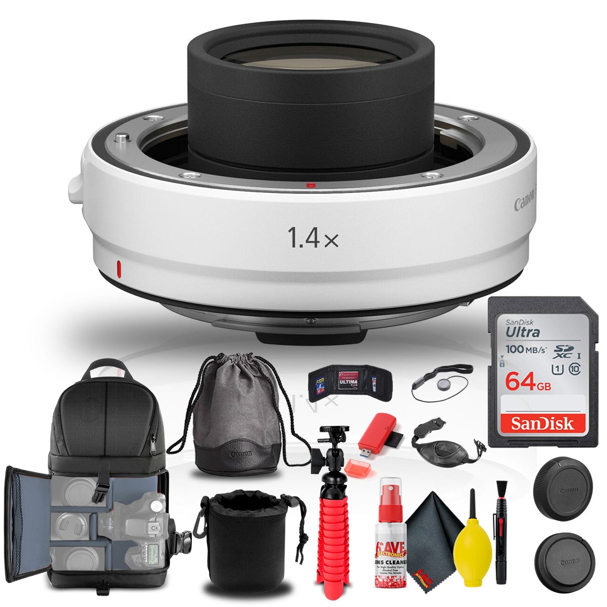 Canon Extender RF 1.4x 4113C002 + BackPack + 64GB Card + Lens Pouch + More Canon