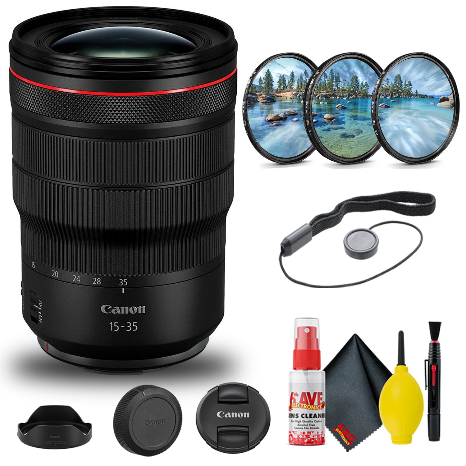 Canon RF 15-35mm f/2.8L IS USM Lens (3682C002) + Filter Kit + Cap Keeper + More