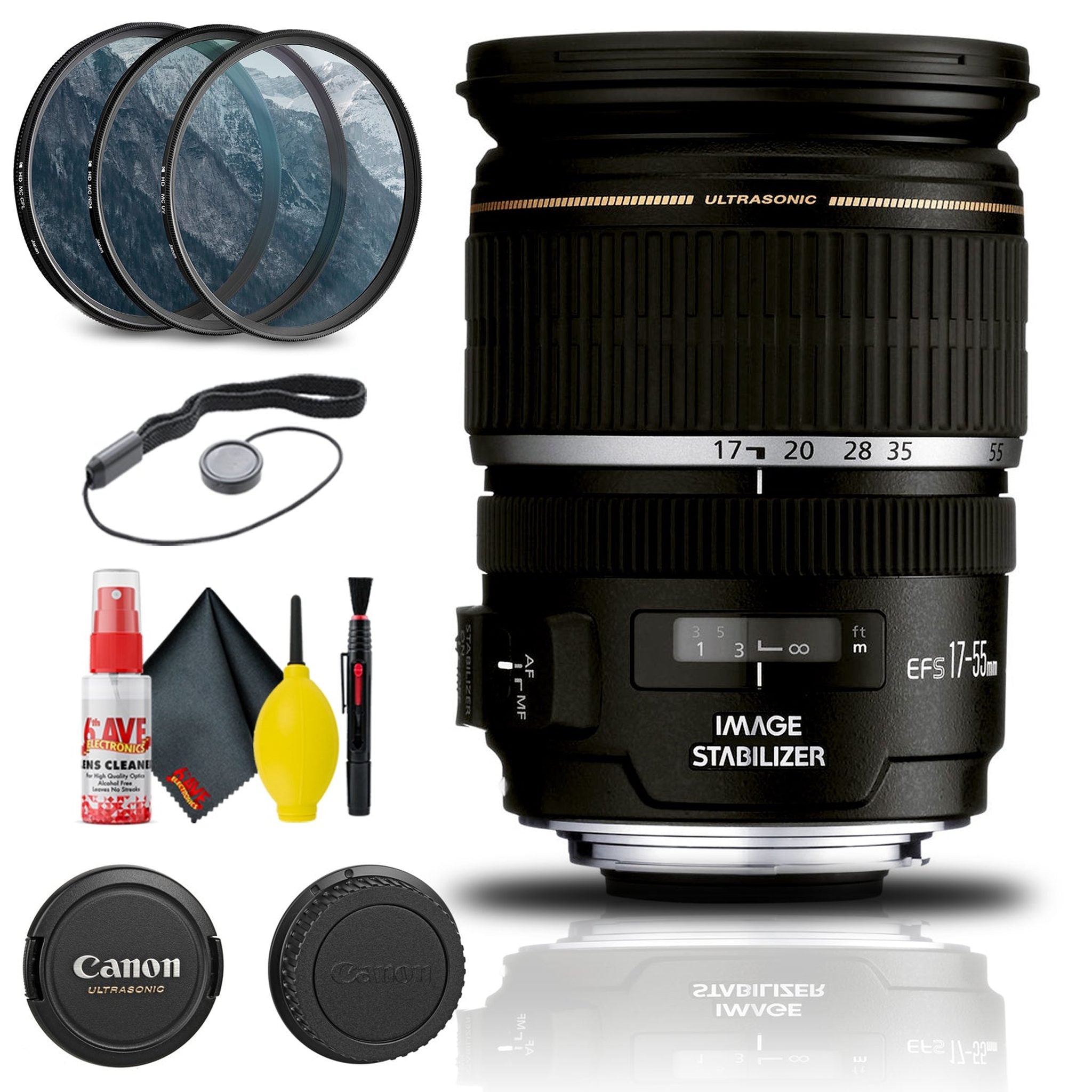 Canon EF-S 17-55mm f/2.8 IS USM Lens 1242B002 + Filter Kit + Cap Keeper + More - Reconditioned Canon