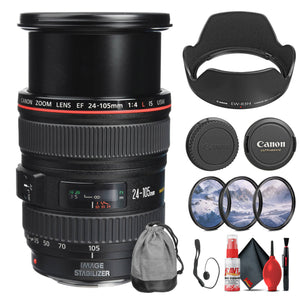 Canon EF 24-105mm f/4L IS USM Lens 0344B002 + Filter Kit + Cap Keeper - Bundle